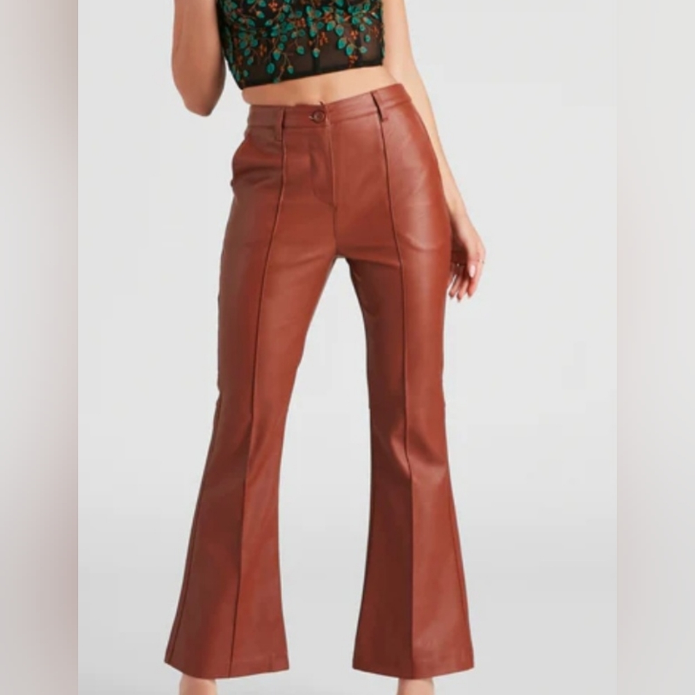 Sixties inspired PU fabric pants ( NO STRETCH) Size large in the color Cognac